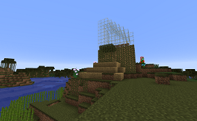 A glowing Minecraft House